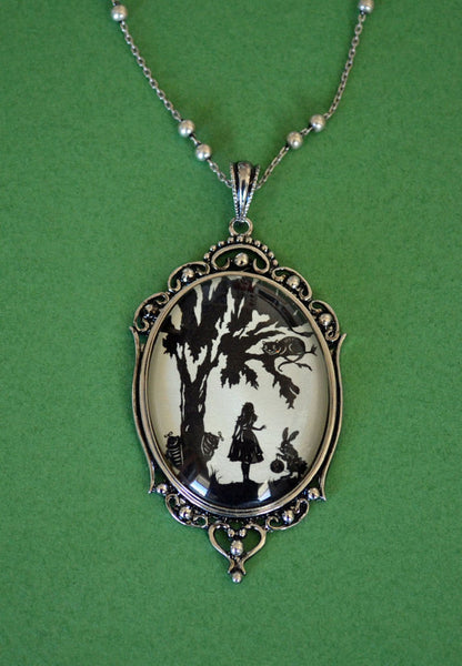 ALICE IN WONDERLAND Necklace - pendant on chain - Silhouette Jewelry