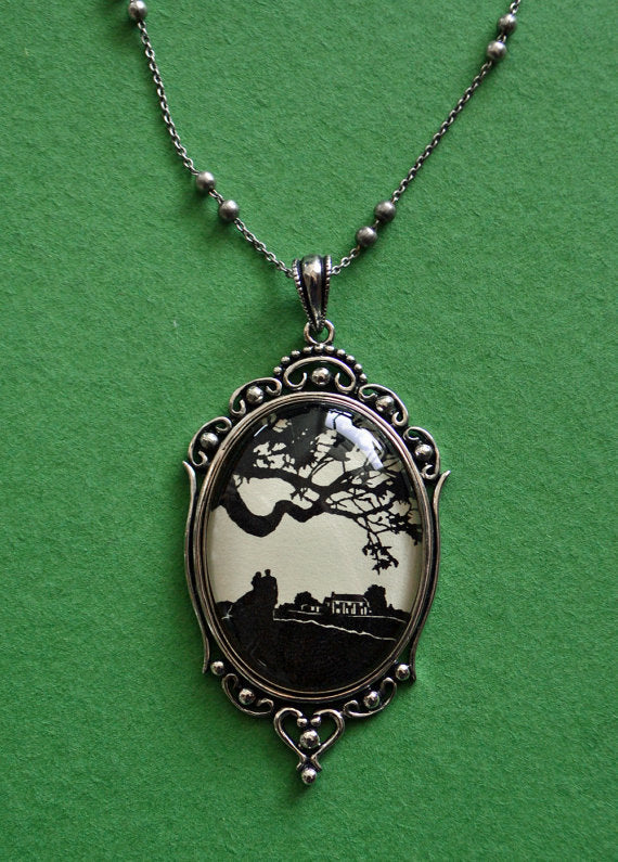GONE WITH the WIND Necklace - pendant on chain - Silhouette Jewelry