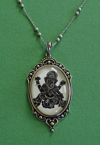 GANESH Necklace, pendant on chain - Silhouette Jewelry