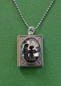 PRIDE AND PREJUDICE Book Locket Necklace, pendant on chain - Silhouette Jewelry