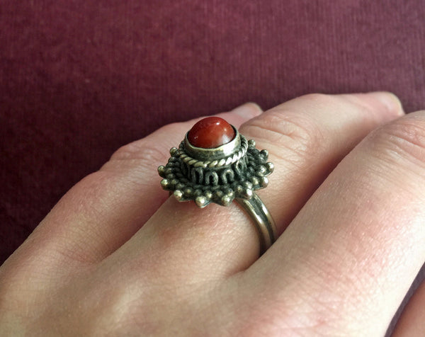 Vintage Sterling Silver Carnelian Ring India