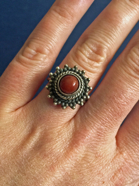 Vintage Sterling Silver Carnelian Ring India