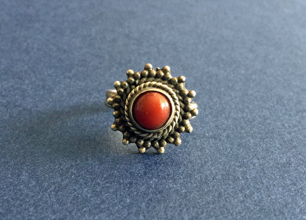 Vintage Sterling Silver Carnelian Ring India