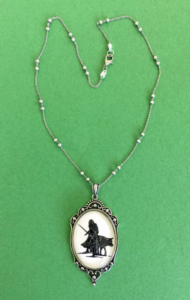 Game of Thrones, Jon Snow Necklace - pendant on chain - Silhouette Jewelry