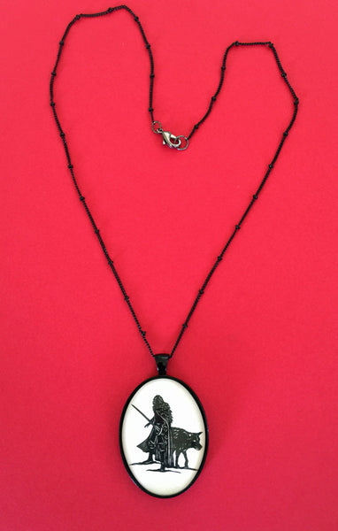 Game of Thrones Jon Snow Necklace - pendant on chain - Silhouette Jewelry