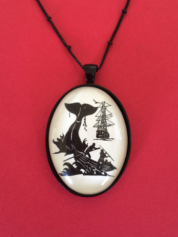 Moby Dick Necklace - pendant on chain - Silhouette Jewelry